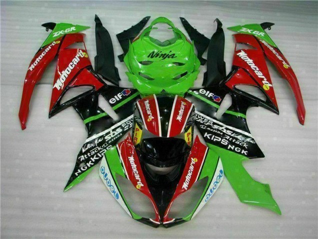 Kawasaki ZX6R 09-12 - Negro Rojo Verde Motocard