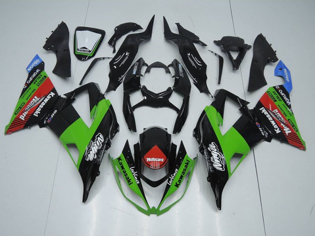 Kawasaki ZX6R 13-18 - Negro Verde Roja Motocard